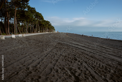Ureki, Magnetiti. Georgia. Black magnetic healing sands on the sea. Treatment and recreation. Popular Georgian resort. High quality photo