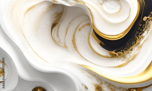 Gold White Pastel 3D Waves Abstract background, textured, marbles, Ink Liquid Modern Abstract Backdrop, Generative AI
