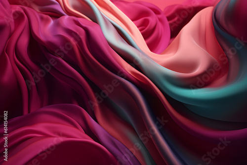 abstract fabric wave silk smooth majenta colours background. generated ai
