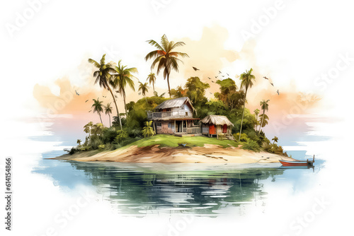 Beautiful tropical island with white sand