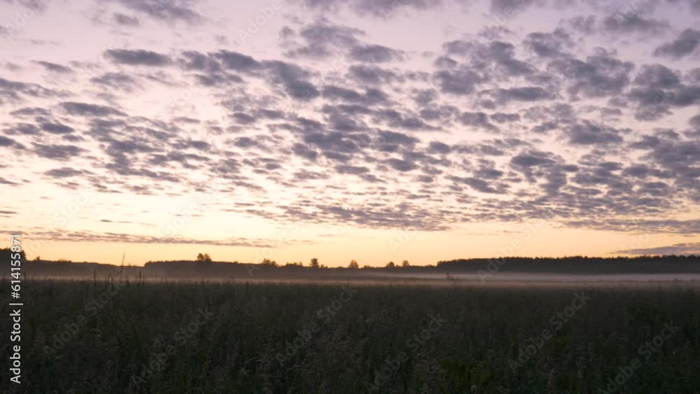 Beautiful panoramic sunrise with many small clouds. Beautiful panoramic sunrise with many small clouds.
