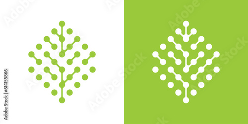 logo design tree technology icon vector inspiration