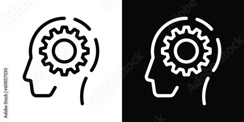logo design head and gear icon vector minimalist inspiration