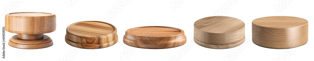set of wooden podiums for a product display/ showcase. Isolated on a transparent background. set of wooden podiums for a product display/ showcase. Isolated on a transparent background.