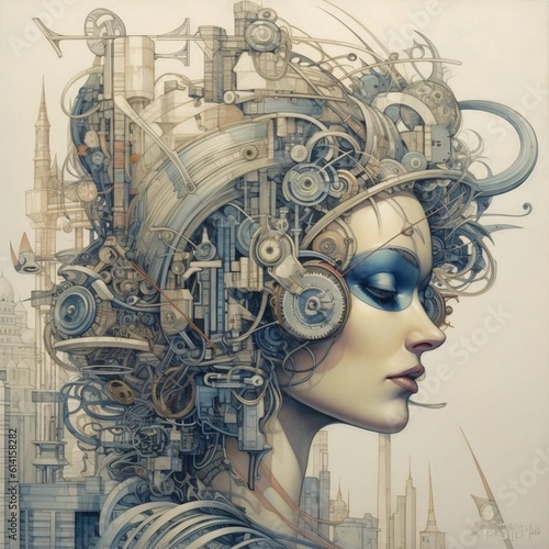 Woman cyborg - a futuristic illustration