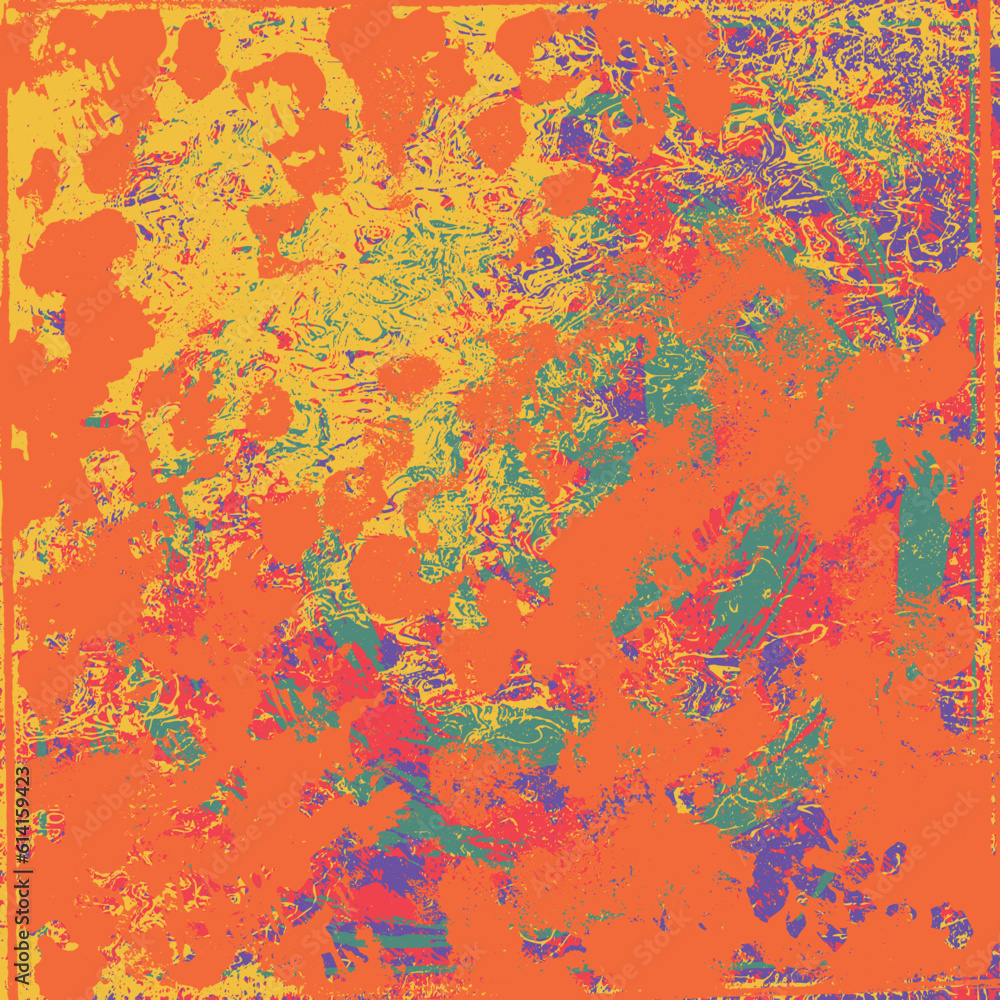 Yellow orange grunge background. Vector scratched texture