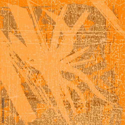 Orange grunge background. Abstract texture in scratches, scuffs. Vector chaotic illustration