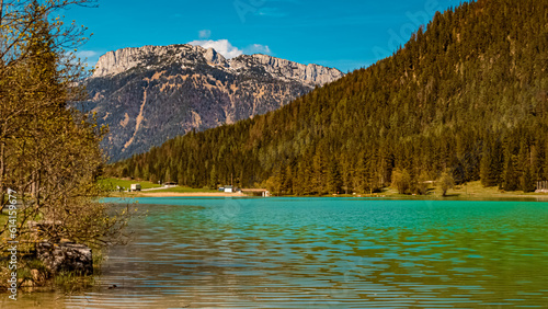 Alpine summer view with reflections at Lake Pillersee, Saint Ulrich, Tyrol, Austria