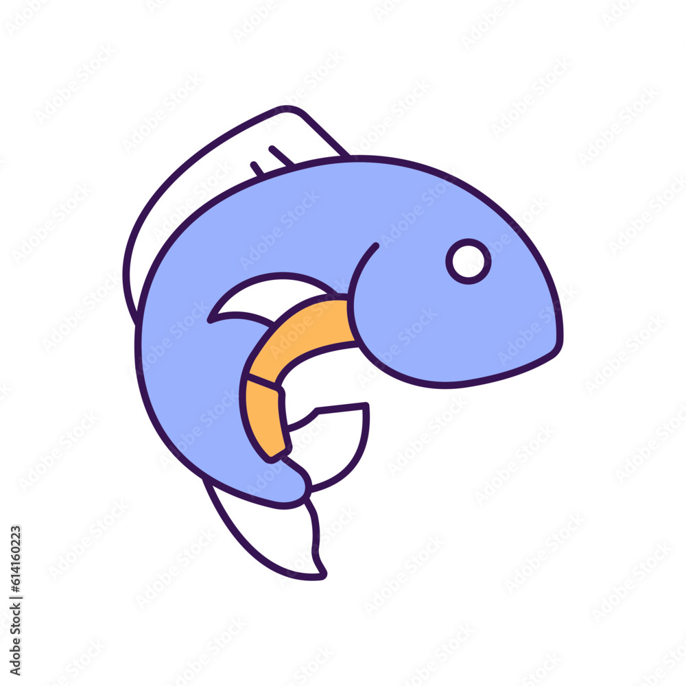 Obraz premium Fish jumping Outline with Colors Fill Vector Icon that can easily edit or modify