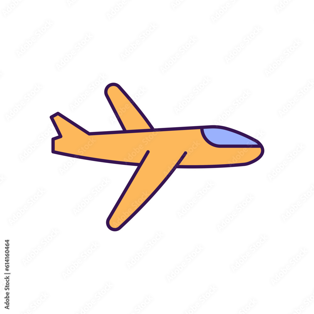 Aeroplane Outline with Colors Fill Vector Icon that can easily edit or modify

