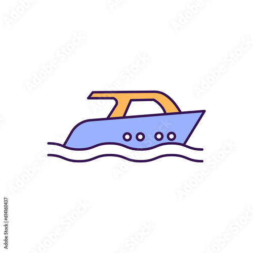 Boat Outline with Colors Fill Vector Icon that can easily edit or modify

