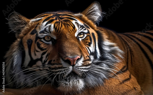 Close up view of a Malaysian tiger. Wildlife concept © Renrae