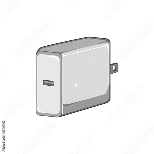 electrical power adapter cartoon. technology charger, cable connection electrical power adapter sign. isolated symbol vector illustration photo