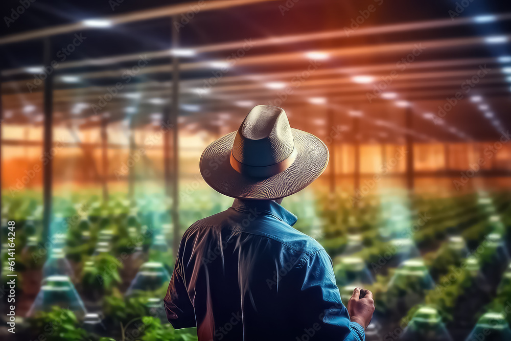 men working time at cow farm, industry concept