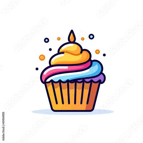 Cupcake on White Background. Vector Illustration.