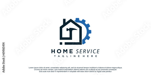 Home logo vector with creative concept for renovation building company premium vector