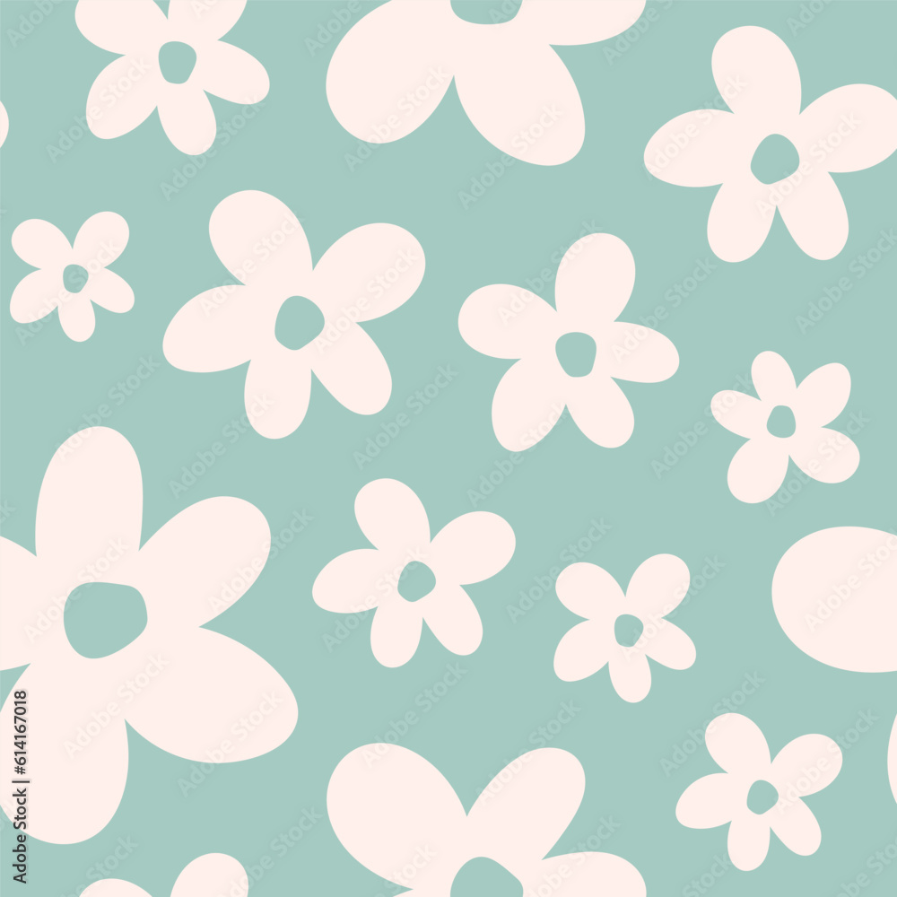 Green seamless pattern with beige flowers Green seamless pattern with beige flowers