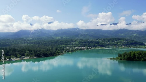 Wallpaper Mural Aerial view over the Faaker See with a view of the beautiful Carinthian landscape Torontodigital.ca