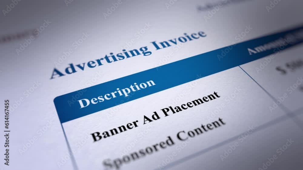 Animated Advertising Invoice/ Advertising statement, Fictitious Data ...