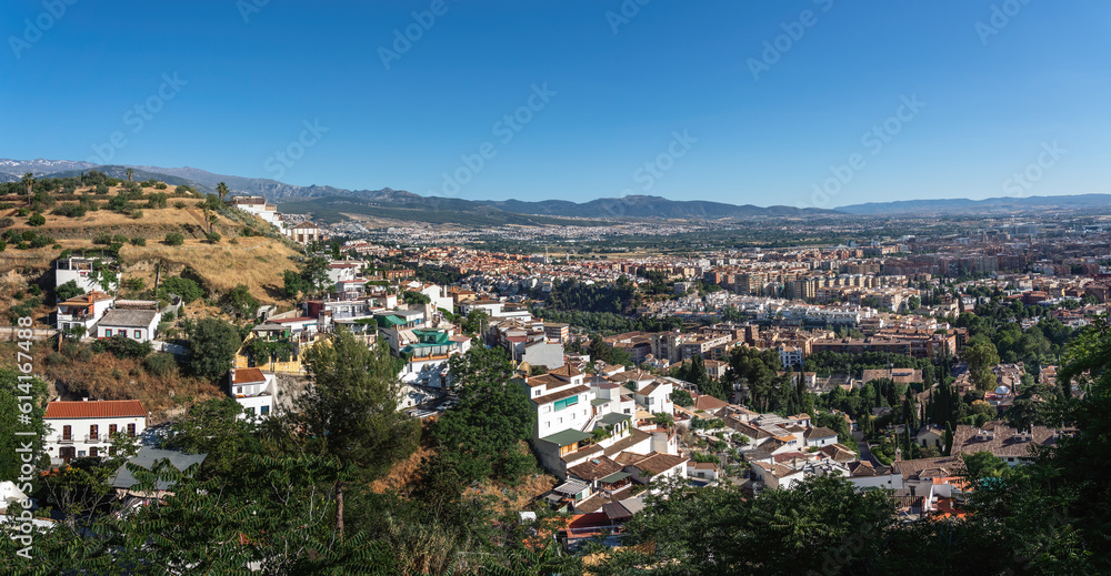 Aerial view of Granada with Barranco del Abogado Hill - Granada, Andalusia, Spain