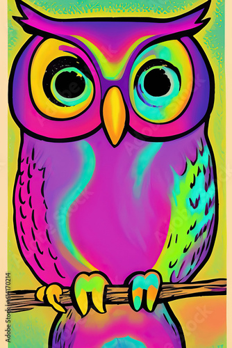 Pink owl painting