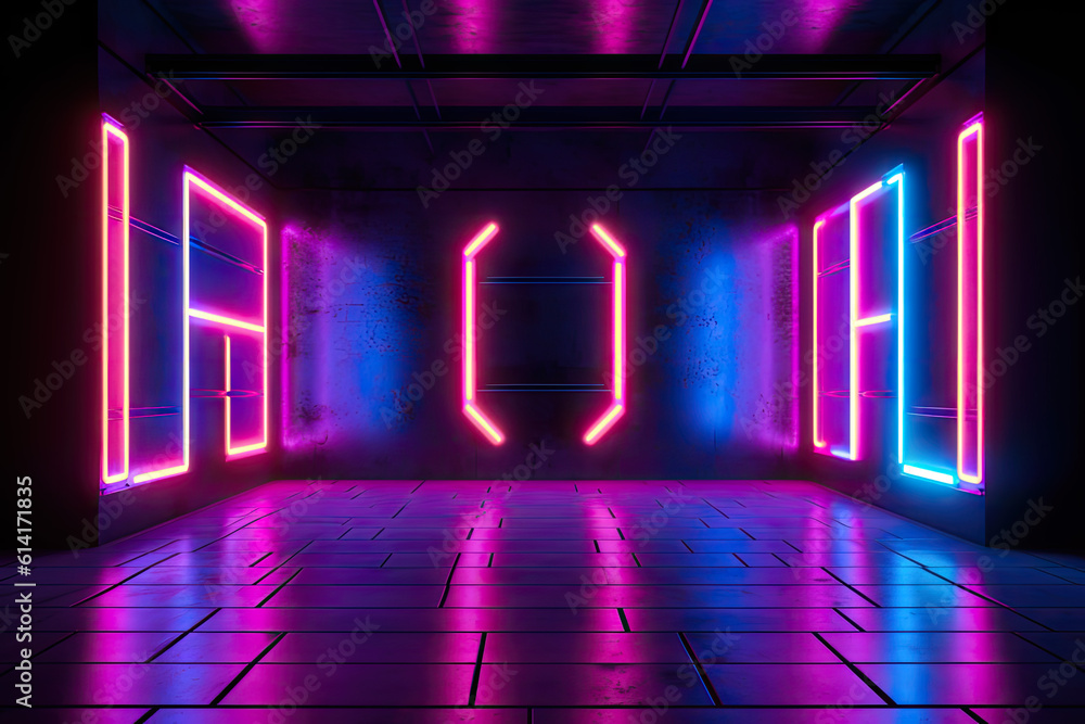 Fototapeta premium Neon Lights Backdrop, Neon Photo Booth