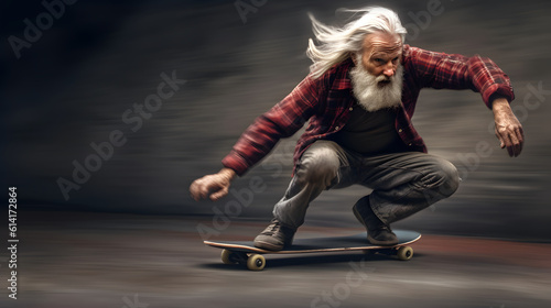 old men fast skateboarding, blur background