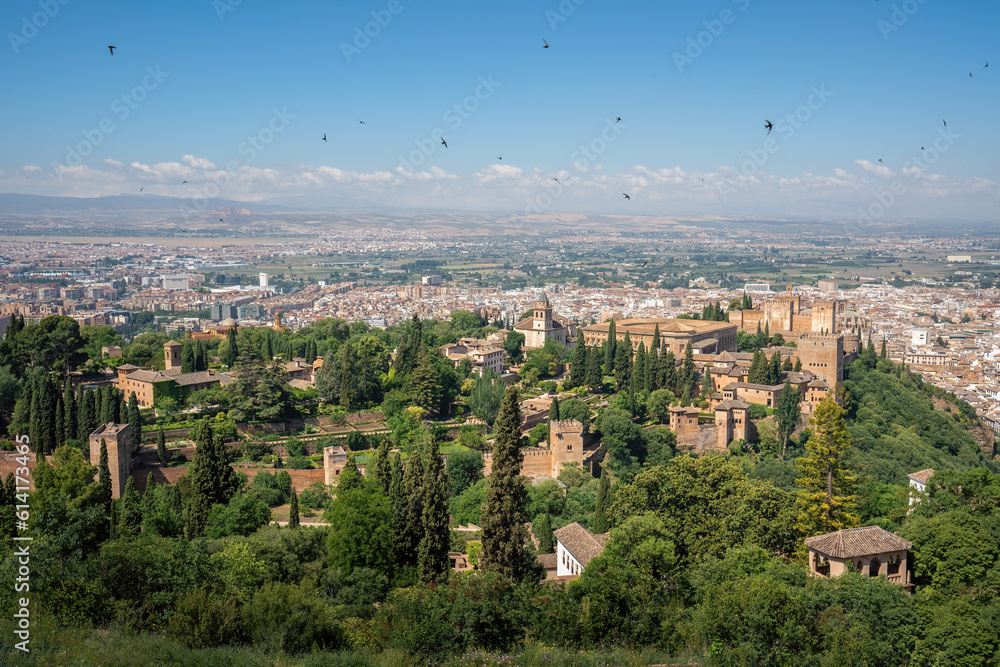 Aerial view of Alhambra - Granada, Andalusia, Spain
