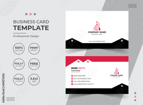 Modern Real Estate Agency Business Card Design Template. Vector abstract Creative. Stationery Items.