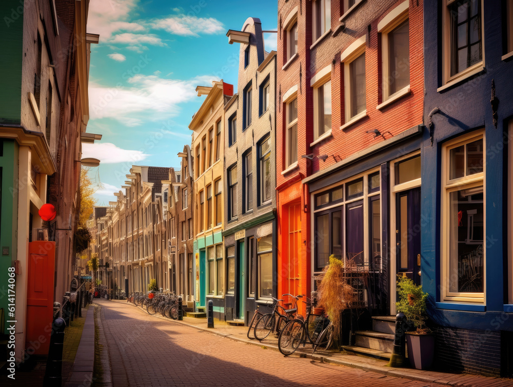Colorful image of the streets of Amsterdam