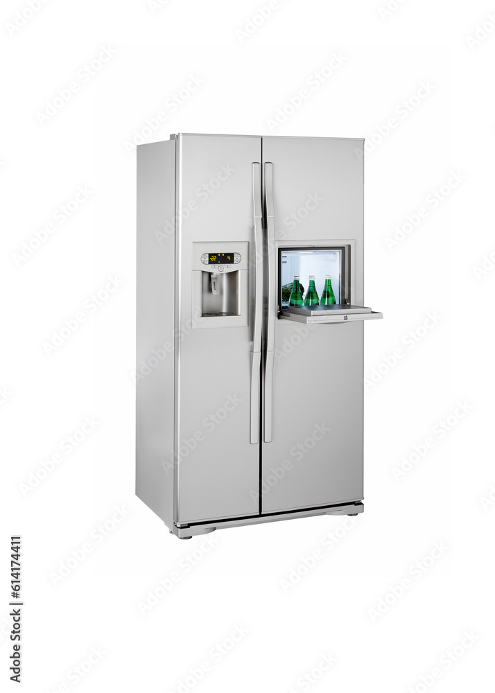 refrigerator, freezer with water dispenser on white refrigerator, freezer with water dispenser on white