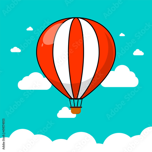 Colorful Hot air Balloon on the sky with many cloud