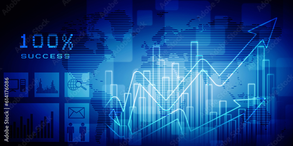 2d rendering Stock market online business concept. business Graph 2d rendering Stock market online business concept. business Graph
