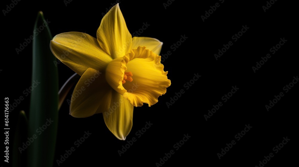 Fototapeta premium yellow daffodil on black HD 8K wallpaper Stock Photographic Image