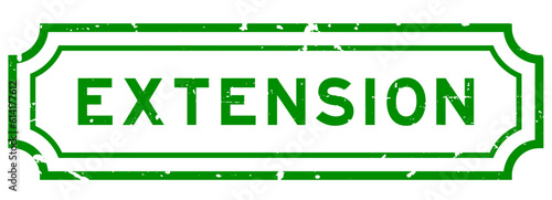Grunge green extension word rubber seal stamp on white background