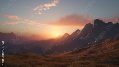 sunset in the mountains HD 8K wallpaper Stock Photographic Image