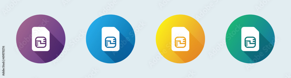 Sim card solid icon in flat design style. Chips signs vector illustration. Sim card solid icon in flat design style. Chips signs vector illustration.