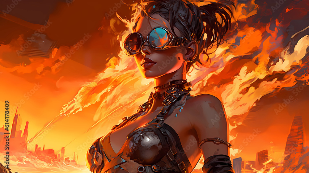 Illustration of the Burning Man Festival in the Black Rock Desert in Nevada, USA