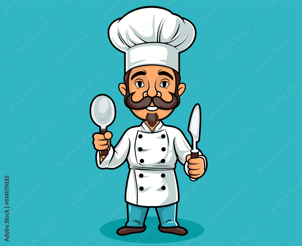Cartoon chef mascot character Cartoon chef mascot character