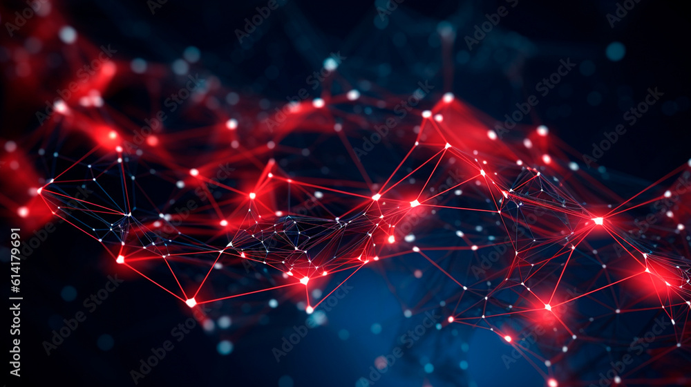 Fototapeta premium 3D network connections with plexus design background. Generative AI