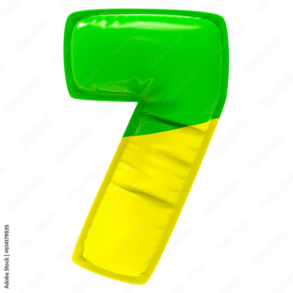 Balloon 7 Number Brazil Flag 3D Render Balloon 7 Number Brazil Flag 3D Render