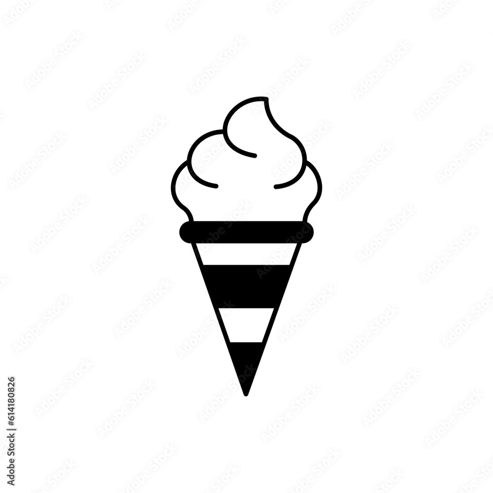 Ice cone Glyph Vector Icon that can easily edit or modify

