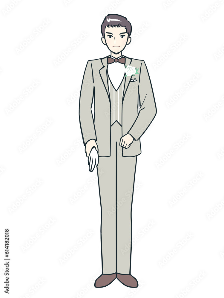 手袋を持って立つ新郎(カラフル) 手袋を持って立つ新郎(カラフル)