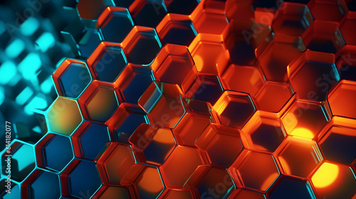 hexagons, abstraction, colored background