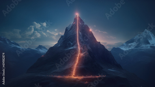 Illuminated Ascent: Embarking on the Path to Success. Generative AI photo