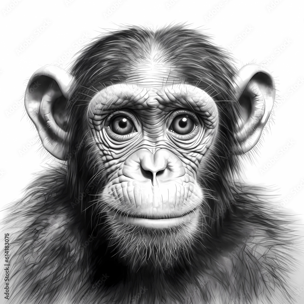 Drawing of a monkey, Generative AI Drawing of a monkey, Generative AI