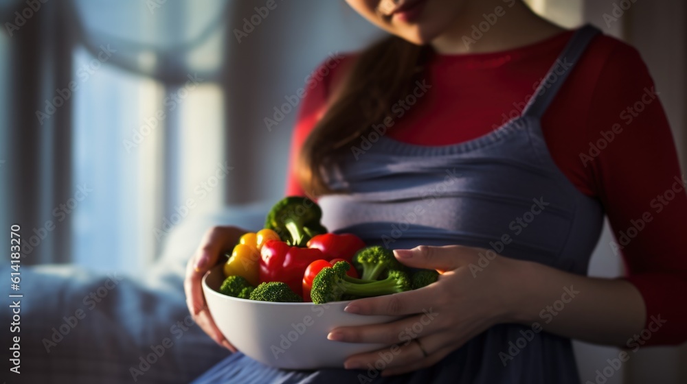 woman holding bowl ofvegetables, ai generative woman holding bowl ofvegetables, ai generative