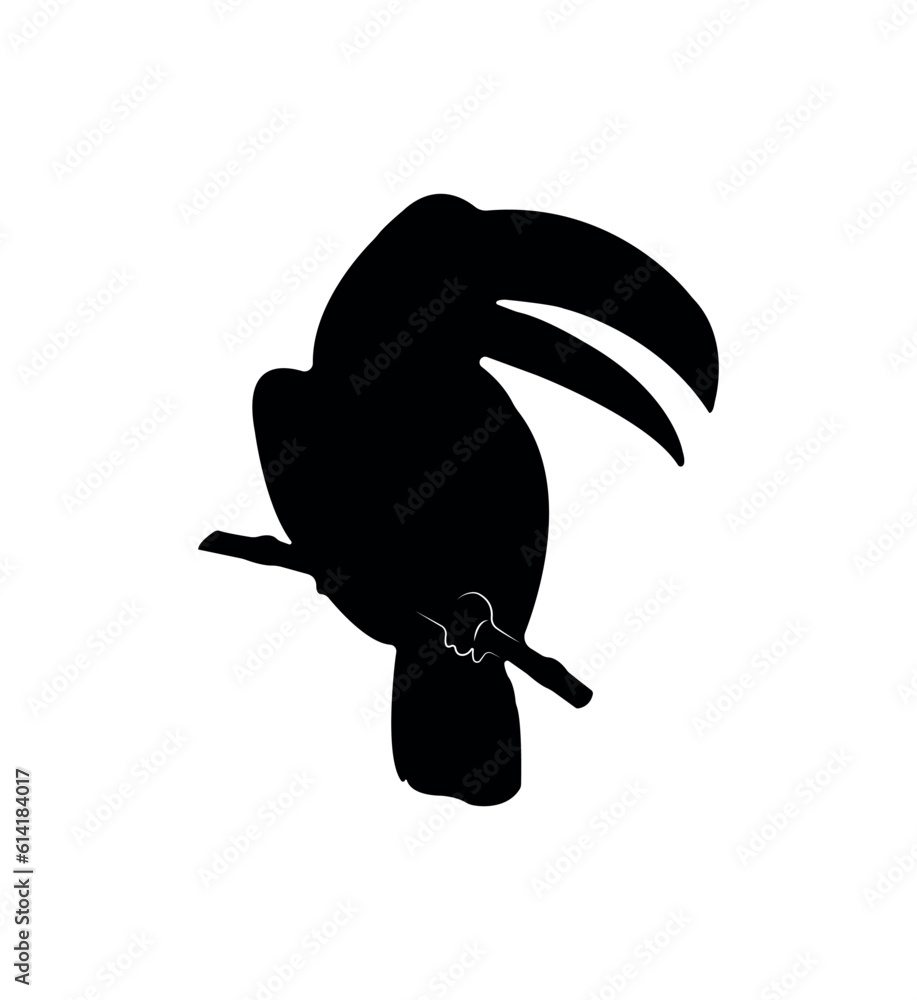 Obraz premium Vector flat toucan silhouette isolated on white background