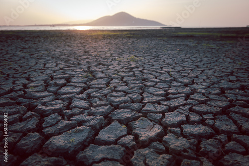 Cracks on the surface of the earth are altered by the shrinkage of mud due to drought conditions of the terrain.