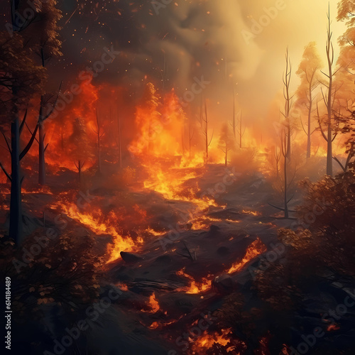3d illustration Forest fires